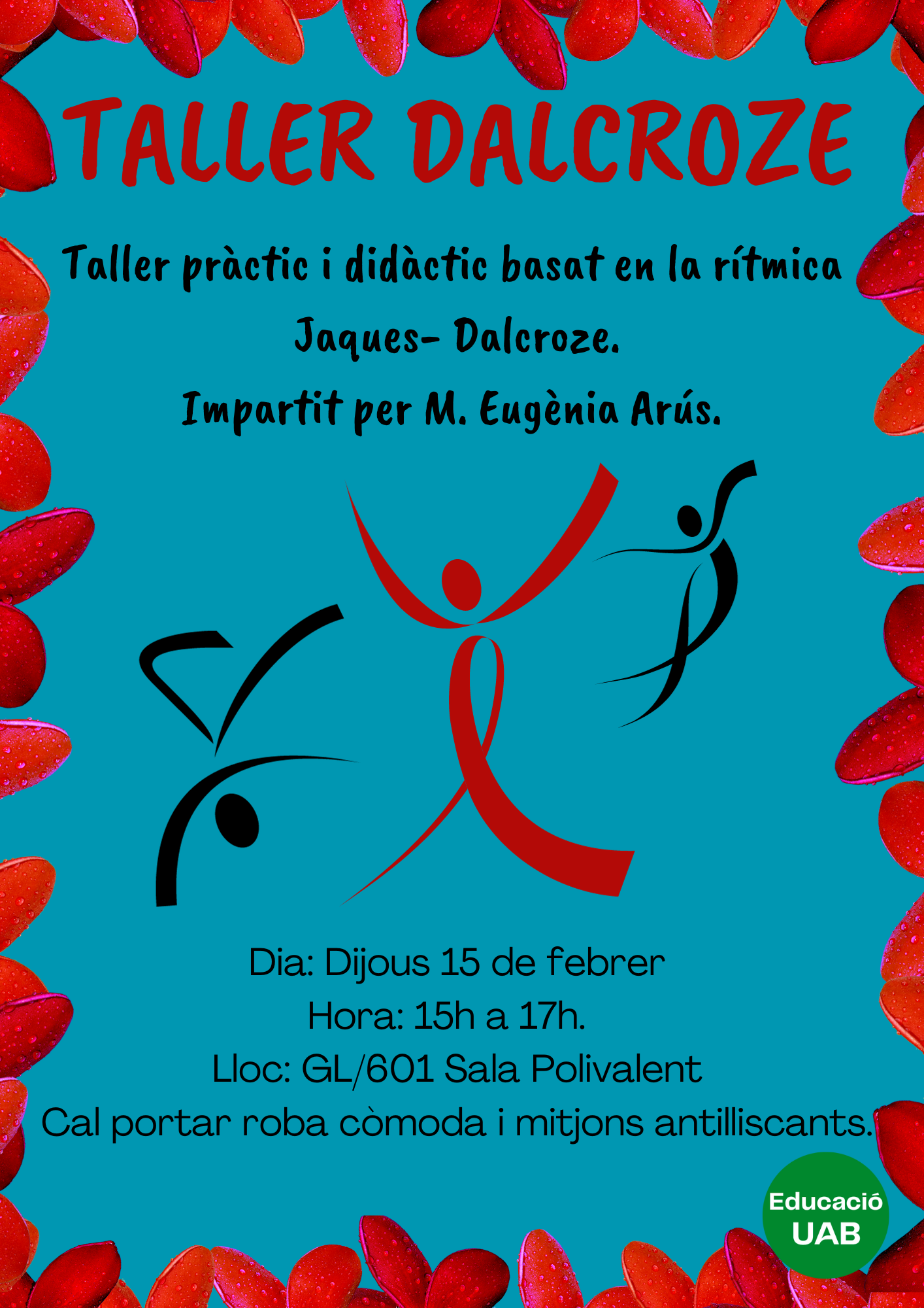 Imatges on es pot veure el cartell que informa del taller